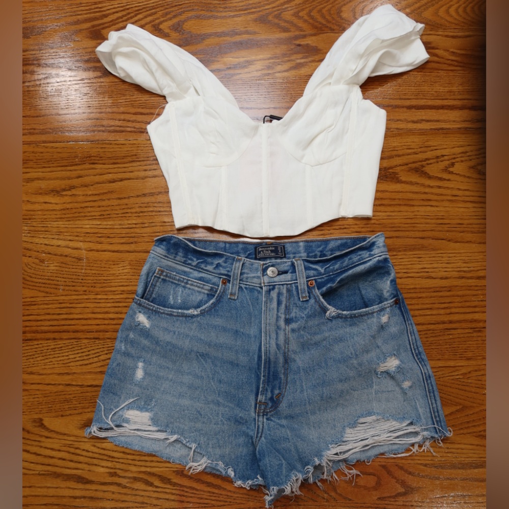 Abercrombie high rise distressed shorts